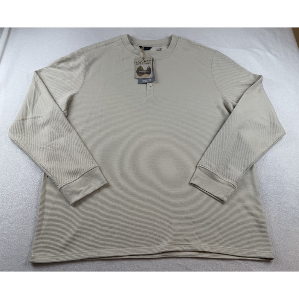 New Jockey Long Sleeve Henley Mens Size XXL Beige NWT By Luke Bryan
